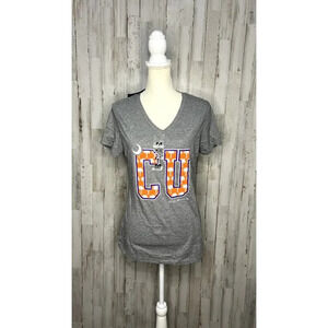 NWT Clemson Tigers Women's Size‎ Medium Gray CU V-Neck Short Sleeve T-Shirt